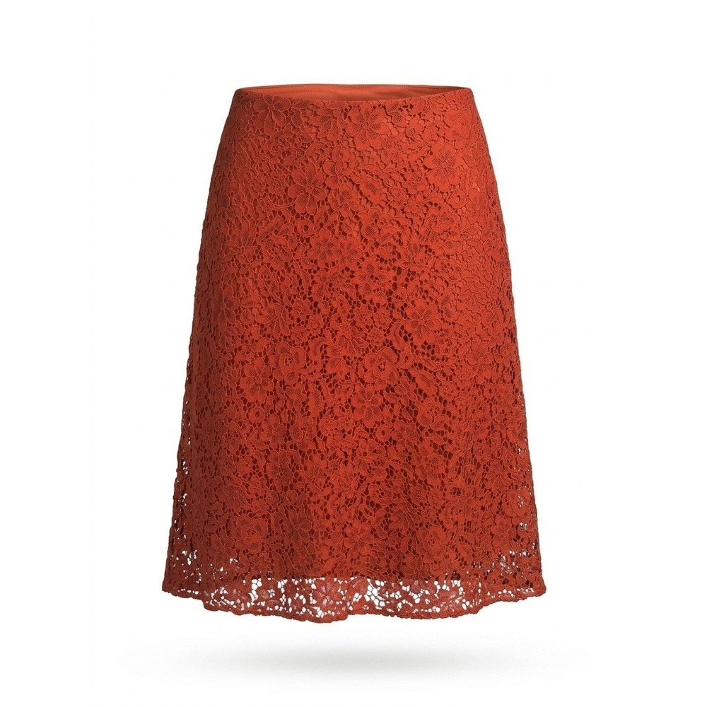 7th Avenue New York & Company Burnt Orange Floral Lace A-Line‎ Skirt Size 2